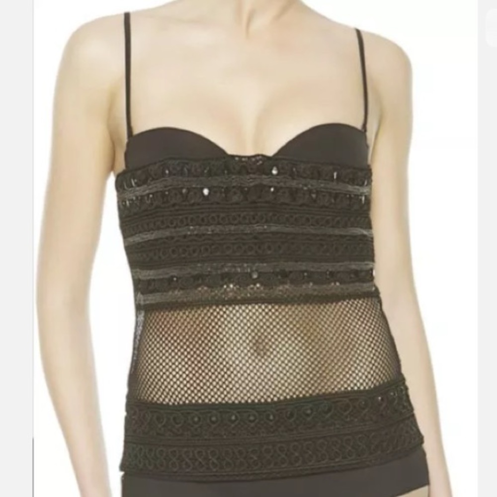 NWT LA PERLA BEADED MESH BUSTIER & THONG SET